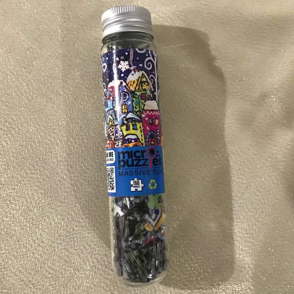 Test Tube Micro Puzzle Christmas Winter Holiday Houses Snow 150 Pieces